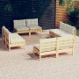 Garden furniture set, 8 pieces, cream-colored pine wood cushions by vidaXL, Garden sets - Ref: Foro24-3096040, Price: 555,00 ...