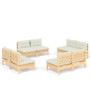 Garden furniture set, 8 pieces, cream-colored pine wood cushions by vidaXL, Garden sets - Ref: Foro24-3096040, Price: 555,00 ...