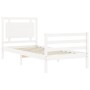 White solid wood bed frame with headboard 90x200 cm by vidaXL, Beds and slatted bases - Ref: Foro24-3194037, Price: 106,25 €,...