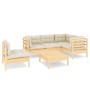 Garden furniture 6 pieces cream pine wood cushions by vidaXL, Garden sets - Ref: Foro24-3096412, Price: 483,27 €, Discount: %