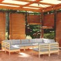 Juego de muebles de jardín 9 pzas y cojines madera maciza pino de vidaXL, Conjuntos de jardín - Ref: Foro24-3097198, Precio: ...