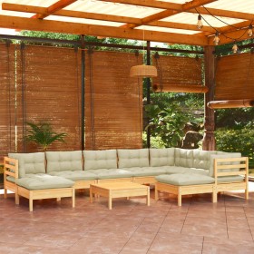 Muebles de jardín 10 pzas y cojines madera maciza de pino crema de vidaXL, Conjuntos de jardín - Ref: Foro24-3096713, Precio:...