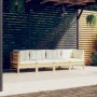 Garden furniture 4 pieces and cushions solid cream pine wood by vidaXL, Garden sets - Ref: Foro24-3096148, Price: 301,06 €, D...