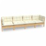 Garden furniture 4 pieces and cushions solid cream pine wood by vidaXL, Garden sets - Ref: Foro24-3096148, Price: 301,06 €, D...