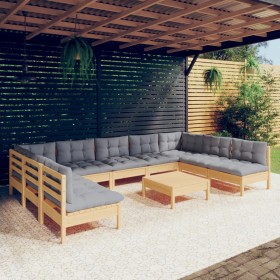 Garden furniture set 10 pieces and cushions solid pine wood by vidaXL, Garden sets - Ref: Foro24-3097180, Price: 739,99 €, Di...