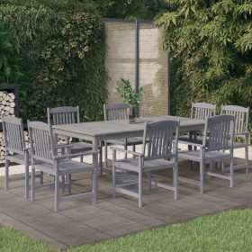 Garden dining set 9 pieces solid gray acacia wood by vidaXL, Garden sets - Ref: Foro24-3098683, Price: 747,84 €, Discount: %