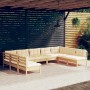 Garden furniture 9 pieces and cushions solid cream pine wood by vidaXL, Garden sets - Ref: Foro24-3097175, Price: 708,70 €, D...