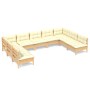 Garden furniture 9 pieces and cushions solid cream pine wood by vidaXL, Garden sets - Ref: Foro24-3097175, Price: 708,70 €, D...