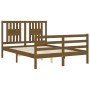 Estructura cama y cabecero madera maciza marrón miel 140x200 cm de vidaXL, Camas y somieres - Ref: Foro24-3194574, Precio: 15...