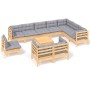 11-piece garden furniture set with solid pine wood cushions by vidaXL, Garden sets - Ref: Foro24-3096784, Price: 873,73 €, Di...