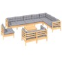 11-piece garden furniture set with solid pine wood cushions by vidaXL, Garden sets - Ref: Foro24-3096784, Price: 873,73 €, Di...