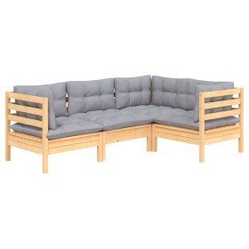 Garden furniture set 4 pieces and pine wood cushions by vidaXL, Garden sets - Ref: Foro24-3096369, Price: 337,72 €, Discount: %