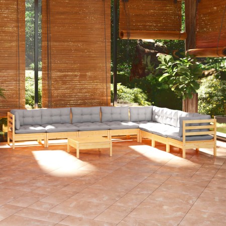 Juego de muebles de jardín 9 pzas y cojines madera maciza pino de vidaXL, Conjuntos de jardín - Ref: Foro24-3096808, Precio: ...