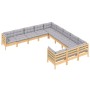 Gartenmöbel 11-teilig und Kissen aus grauem Kiefernholz von vidaXL, Gartensets - Ref: Foro24-3097018, Preis: 915,39 €, Rabatt: %