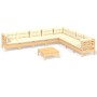 Gartenmöbel 9 Stück und Kissen aus massivem Kiefernholz creme von vidaXL, Gartensets - Ref: Foro24-3096809, Preis: 653,23 €, ...