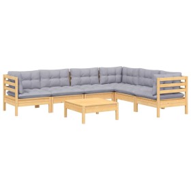 7-piece garden furniture set with solid pine wood cushions by vidaXL, Garden sets - Ref: Foro24-3096688, Price: 525,07 €, Dis...