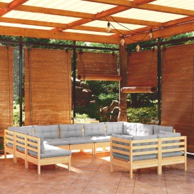 11-piece garden furniture set with solid pine wood cushions by vidaXL, Garden sets - Ref: Foro24-3097258, Price: 875,99 €, Di...