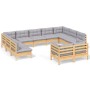 11-piece garden furniture set with solid pine wood cushions by vidaXL, Garden sets - Ref: Foro24-3097258, Price: 915,39 €, Di...