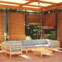 Juego de muebles de jardín 8 pzas y cojines madera pino gris de vidaXL, Conjuntos de jardín - Ref: Foro24-3097312, Precio: 63...