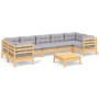 Garden furniture set 8 pieces and gray pine wood cushions by vidaXL, Garden sets - Ref: Foro24-3097312, Price: 637,67 €, Disc...