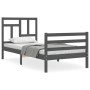 Estructura de cama con cabecero madera maciza gris 100x200 cm de vidaXL, Camas y somieres - Ref: Foro24-3194953, Precio: 108,...