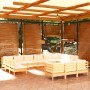 Garden furniture 13 pieces cream pine wood cushions by vidaXL, Garden sets - Ref: Foro24-3097283, Price: 982,71 €, Discount: %