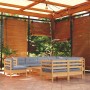 Juego de muebles de jardín 10 pzas y cojines madera maciza pino de vidaXL, Conjuntos de jardín - Ref: Foro24-3096772, Precio:...