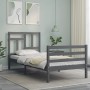 Estructura de cama con cabecero madera maciza gris 100x200 cm de vidaXL, Camas y somieres - Ref: Foro24-3194953, Precio: 108,...