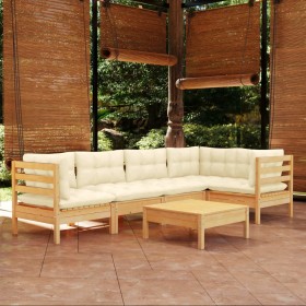 Garden furniture 6 pieces cream pine wood cushions by vidaXL, Garden sets - Ref: Foro24-3096388, Price: 483,65 €, Discount: %