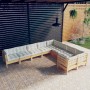 Gartenmöbel 9-teilig und Kissen aus cremefarbenem Kiefernholz von vidaXL, Gartensets - Ref: Foro24-3096983, Preis: 733,85 €, ...