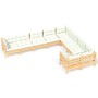 Garden furniture 9 pieces and cream pine wood cushions by vidaXL, Garden sets - Ref: Foro24-3096983, Price: 733,85 €, Discoun...