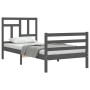 Estructura de cama con cabecero madera maciza gris 100x200 cm de vidaXL, Camas y somieres - Ref: Foro24-3194953, Precio: 108,...