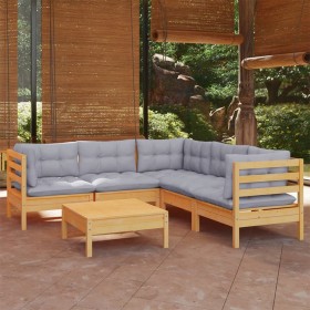 6-piece garden furniture set with solid pine wood cushions by vidaXL, Garden sets - Ref: Foro24-3096676, Price: 460,26 €, Dis...