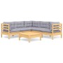 6-piece garden furniture set with solid pine wood cushions by vidaXL, Garden sets - Ref: Foro24-3096676, Price: 460,99 €, Dis...