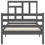 Estructura de cama con cabecero madera maciza gris 100x200 cm de vidaXL, Camas y somieres - Ref: Foro24-3194953, Precio: 108,...