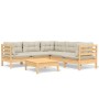 Garden furniture 6 pieces and cushions solid cream pine wood by vidaXL, Garden sets - Ref: Foro24-3096677, Price: 483,65 €, D...