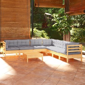 Juego de muebles de jardín 8 pzas y cojines madera maciza pino de vidaXL, Conjuntos de jardín - Ref: Foro24-3096796, Precio: ...