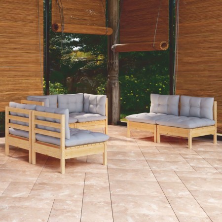 Garden furniture set 6 pieces and cushions solid pine wood by vidaXL, Garden sets - Ref: Foro24-3096207, Price: 477,94 €, Dis...