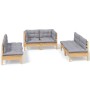 Garden furniture set 6 pieces and cushions solid pine wood by vidaXL, Garden sets - Ref: Foro24-3096207, Price: 477,94 €, Dis...