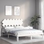 Estructura de cama matrimonio con cabecero madera maciza blanco de vidaXL, Camas y somieres - Ref: Foro24-3193732, Precio: 14...