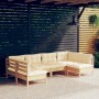 Garden furniture 6 pieces and cushions solid cream pine wood by vidaXL, Garden sets - Ref: Foro24-3097151, Price: 439,08 €, D...