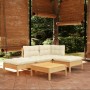 Muebles de jardín 5 piezas cojines madera de pino crema de vidaXL, Conjuntos de jardín - Ref: Foro24-3096292, Precio: 355,84 ...