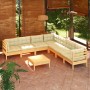 Garden furniture 8 pieces and cushions solid cream pine wood by vidaXL, Garden sets - Ref: Foro24-3096797, Price: 615,49 €, D...