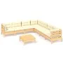 Gartenmöbel 8-teilig und Kissen aus massivem cremefarbenem Kiefernholz von vidaXL, Gartensets - Ref: Foro24-3096797, Preis: 6...