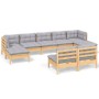 Garden furniture set 9 pieces and gray pine wood cushions by vidaXL, Garden sets - Ref: Foro24-3097102, Price: 667,06 €, Disc...