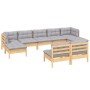 Juego de muebles de jardín 9 pzas y cojines madera pino gris de vidaXL, Conjuntos de jardín - Ref: Foro24-3097102, Precio: 63...