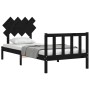 Bed frame with black solid wood headboard 90x200 cm by vidaXL, Beds and slatted bases - Ref: Foro24-3193455, Price: 135,82 €,...