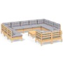 12-piece garden furniture set with solid pine wood cushions by vidaXL, Garden sets - Ref: Foro24-3097264, Price: 932,33 €, Di...