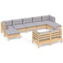 Gartenmöbel-Set 9-teilig und Kissen aus massivem Kiefernholz von vidaXL, Gartensets - Ref: Foro24-3097126, Preis: 671,89 €, R...