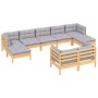 Gartenmöbel-Set 9-teilig und Kissen aus massivem Kiefernholz von vidaXL, Gartensets - Ref: Foro24-3097126, Preis: 671,89 €, R...